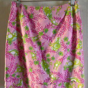 Lilly Pulitzer Pink Monkeys Scallop Skirt Size 2